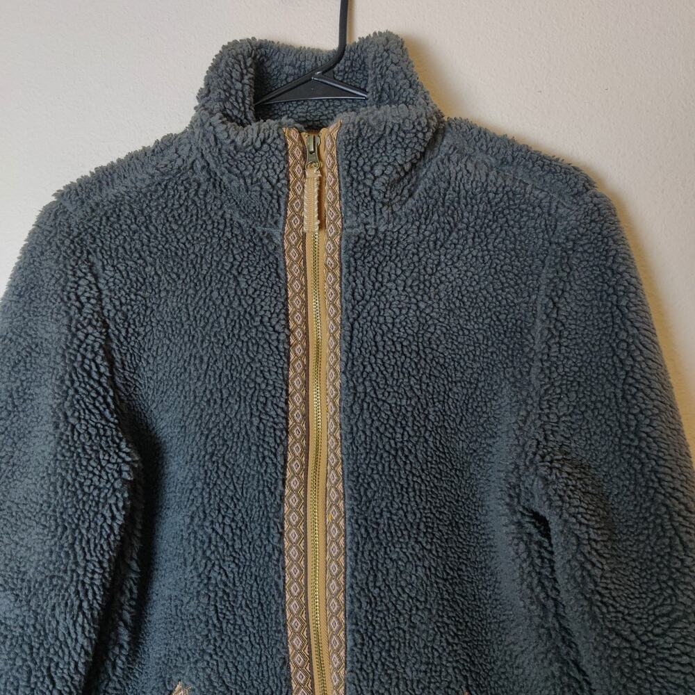 Faherty Gray Teddy Jacket With Brown Accents - image 7